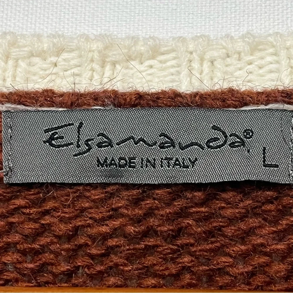 ELSAMADA Sweater Womens L Wool Alpaca Blend Colorblock Abstract Artsy Italy
